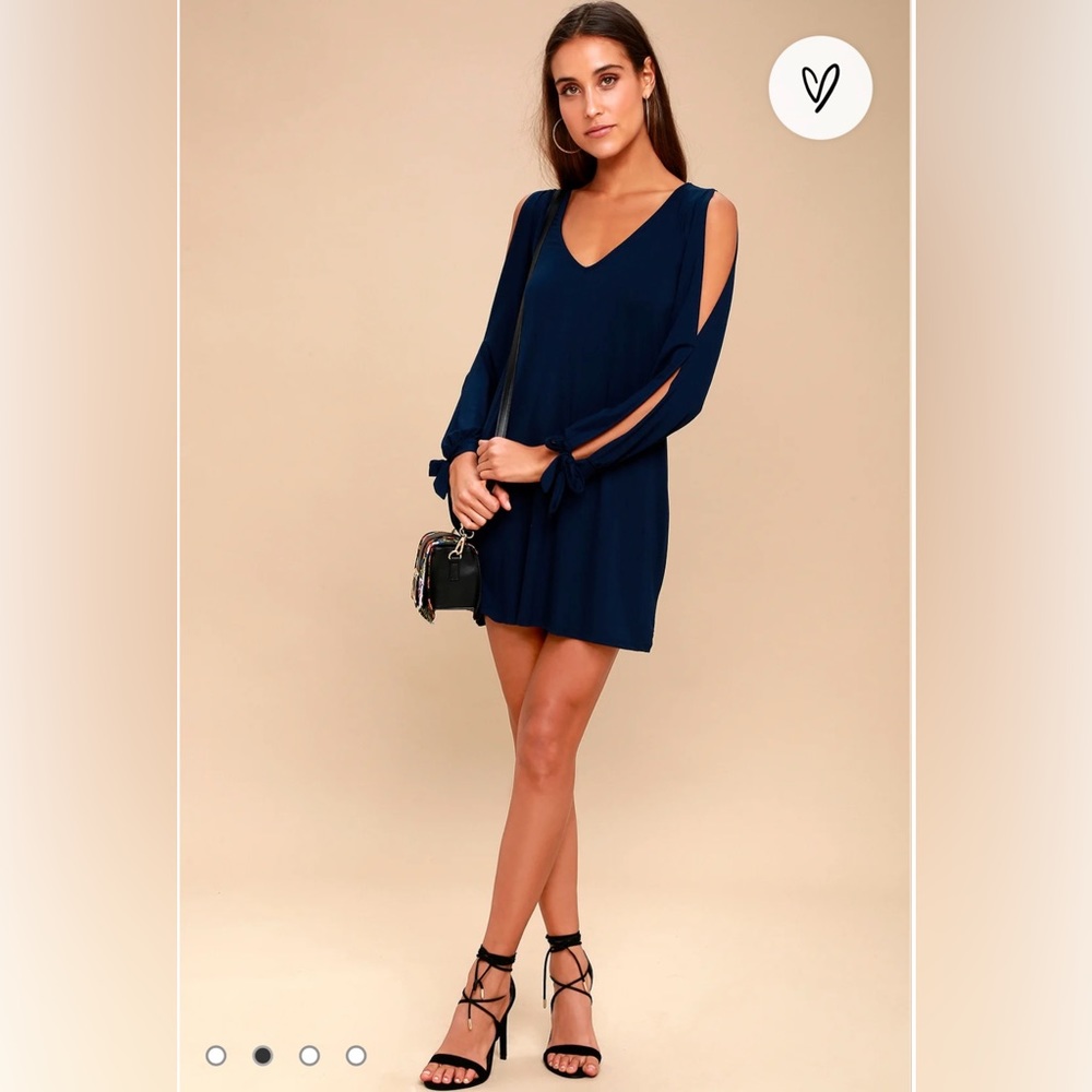 Lulus Glory Of Love Navy Blue Shift Dress Size Small